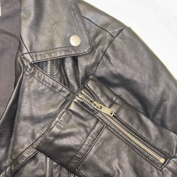 Aeropostale Black Leather Jacket Large - Picture 4 of 4